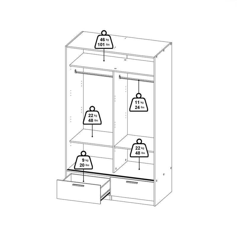 Line Wardrobe with 2 Doors 2 Drawers in Jackson Hickory Oak – image 13