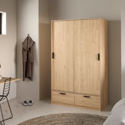 Line Wardrobe with 2 Doors 2 Drawers in Jackson Hickory Oak – image 6