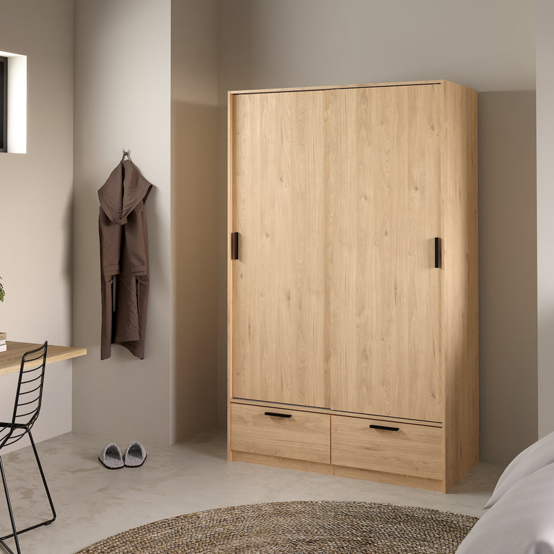 Line Wardrobe with 2 Doors 2 Drawers in Jackson Hickory Oak – image 6