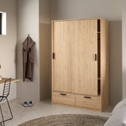 Line Wardrobe with 2 Doors 2 Drawers in Jackson Hickory Oak – image 7