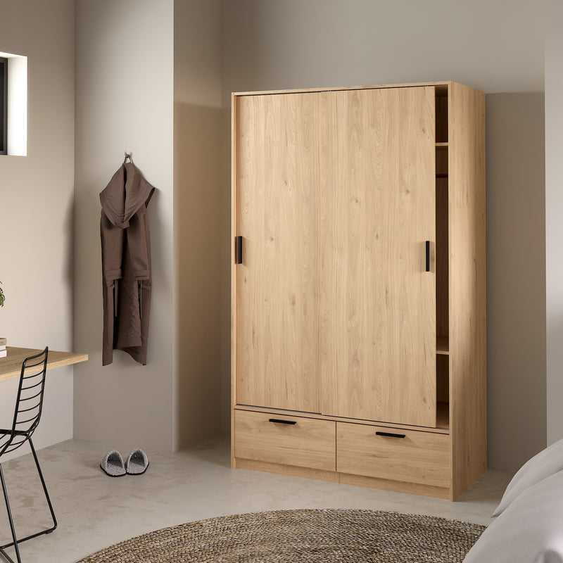 Line Wardrobe with 2 Doors 2 Drawers in Jackson Hickory Oak – image 7