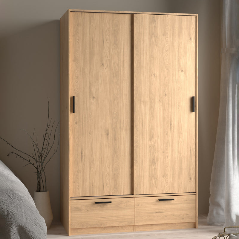 Line Wardrobe with 2 Doors 2 Drawers in Jackson Hickory Oak – image 8