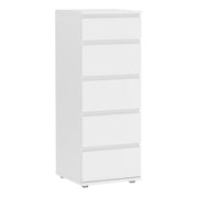 Nova Narrow Chest of 5 Drawers in White – image 1