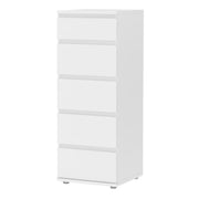 Nova Narrow Chest of 5 Drawers in White – image 2