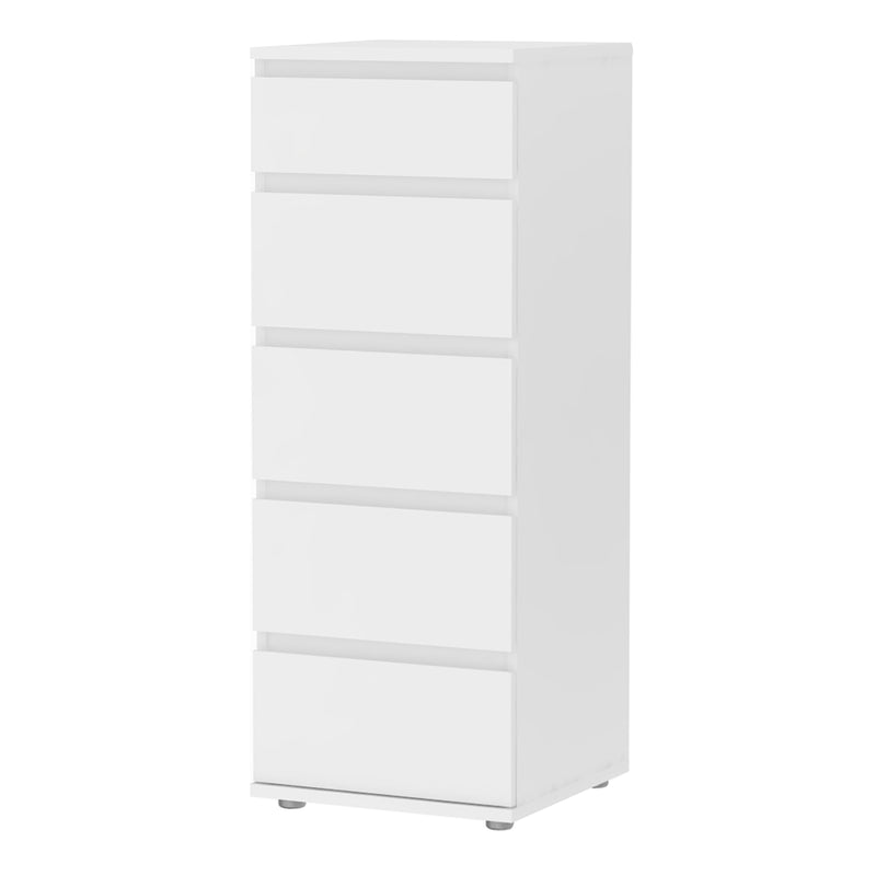 Nova Narrow Chest of 5 Drawers in White – image 2