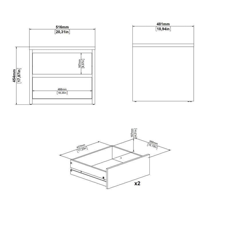 Next Nightstand 2 drawers Jackson – White – image 10