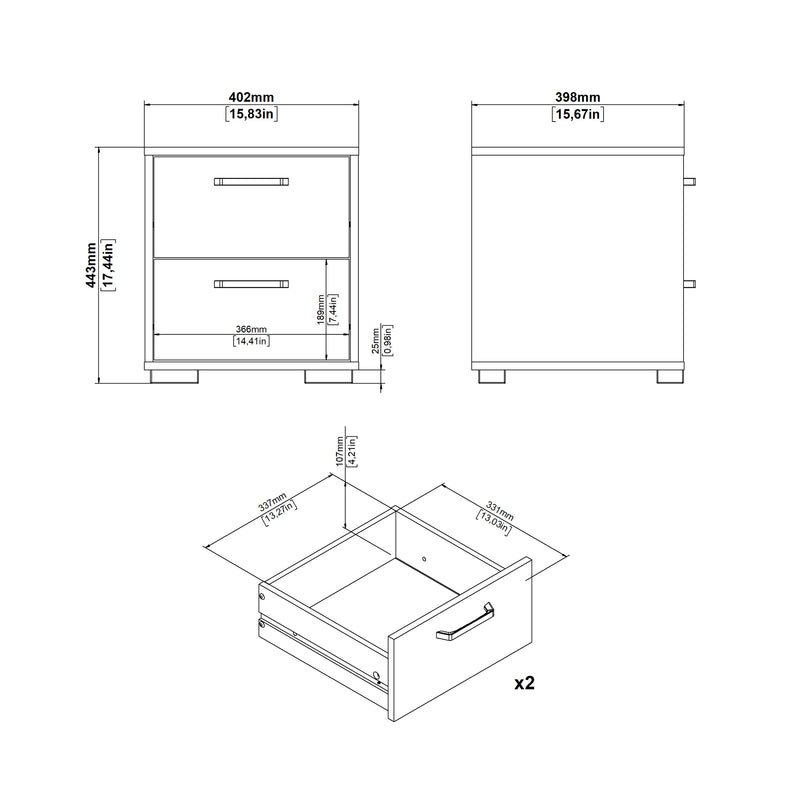 Sofia Nightstand 2 drawers Jackson – White – image 14