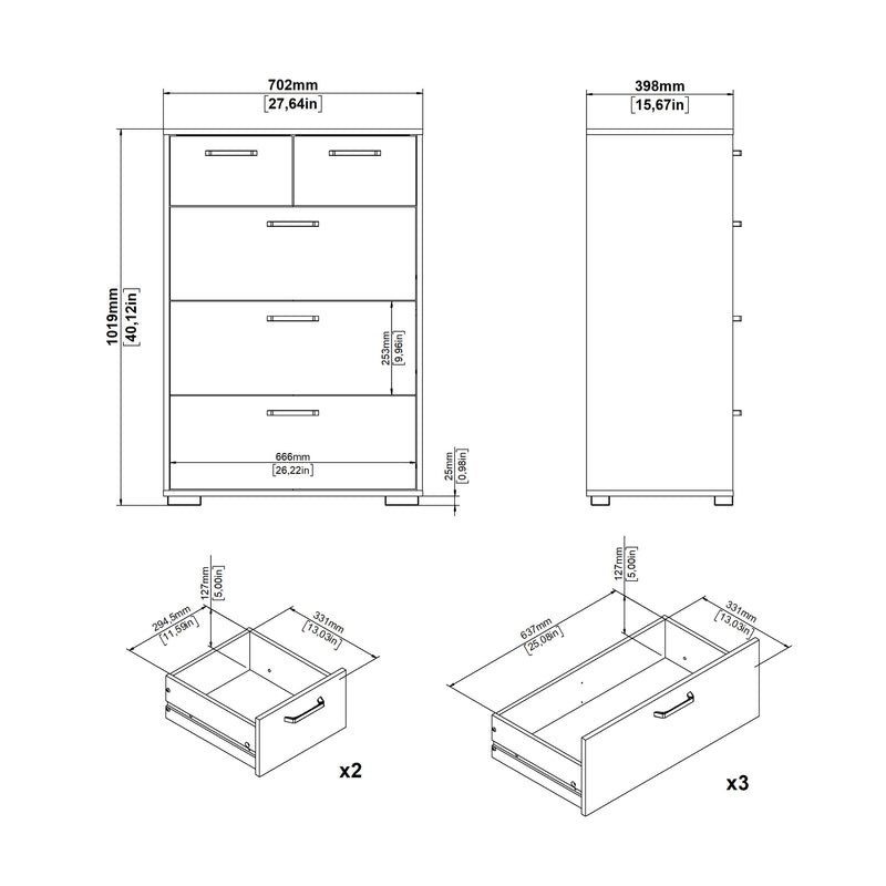 Sofia Chest 3 + 2 drawers Jackson – Hickory Oak – image 14