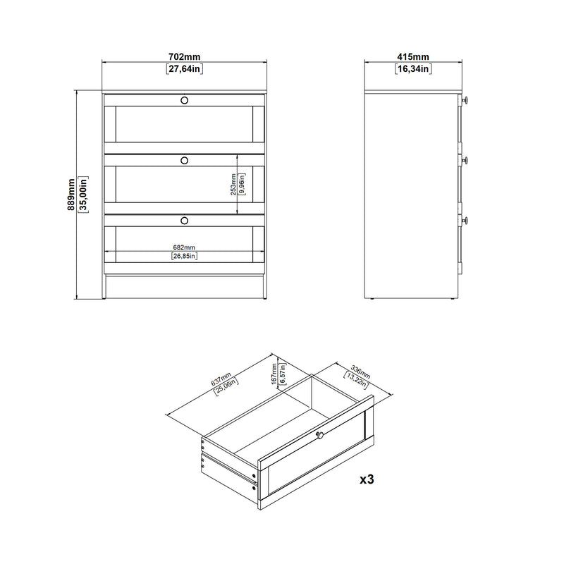 Brande Chest with 3 Frame Drawers in White – image 10