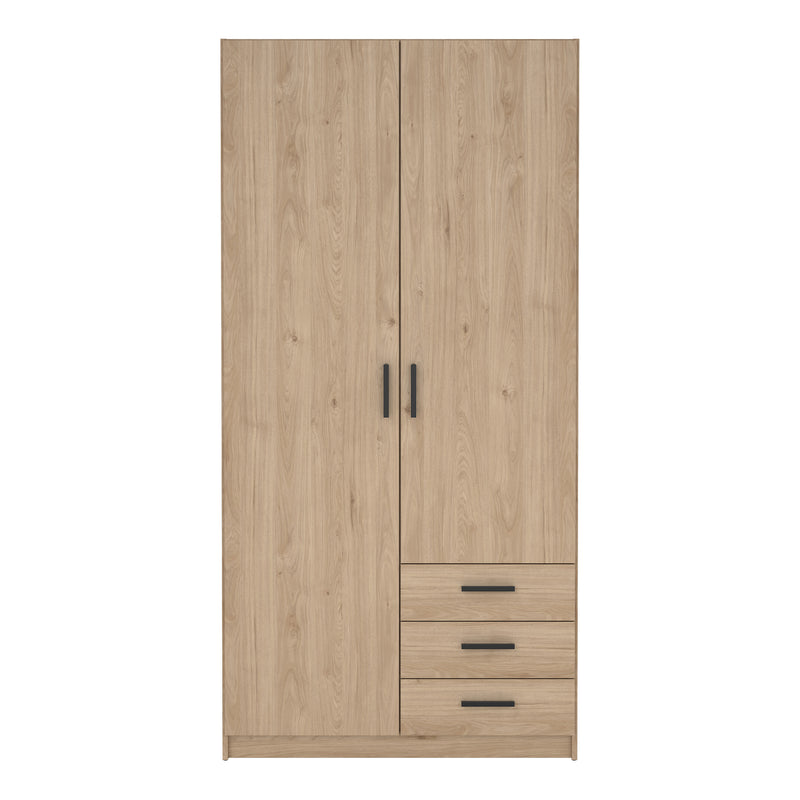 Sprint Wardrobe with 2 Doors + 3 Drawers in Jackson Hickory – image 2