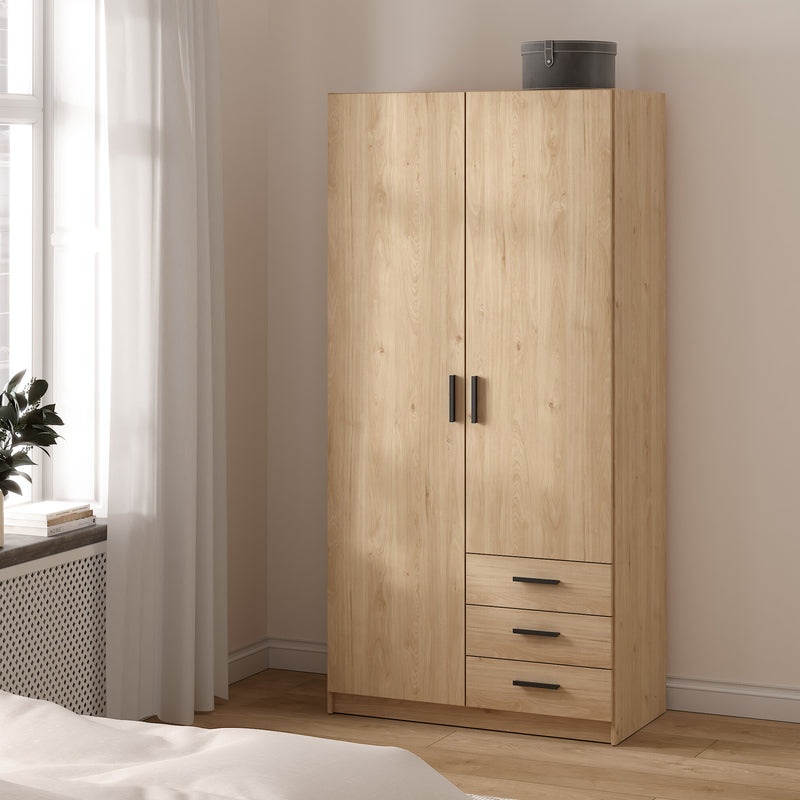 Sprint Wardrobe with 2 Doors + 3 Drawers in Jackson Hickory – image 7
