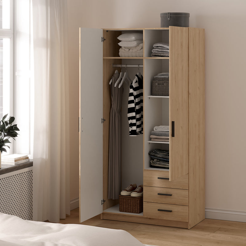 Sprint Wardrobe with 2 Doors + 3 Drawers in Jackson Hickory – image 8