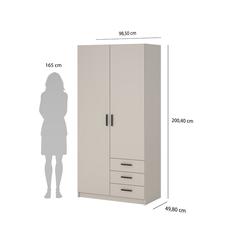Sprint Wardrobe with 2 Doors + 3 Drawers in Cashmere – image 11