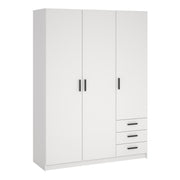Sprint Wardrobe with 3 Doors + 3 Drawers in White – image 1