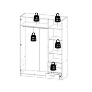 Sprint Wardrobe with 3 Doors + 3 Drawers in White – image 14