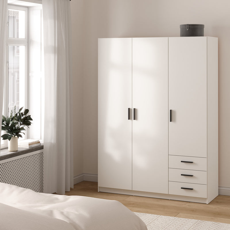 Sprint Wardrobe with 3 Doors + 3 Drawers in White – image 7