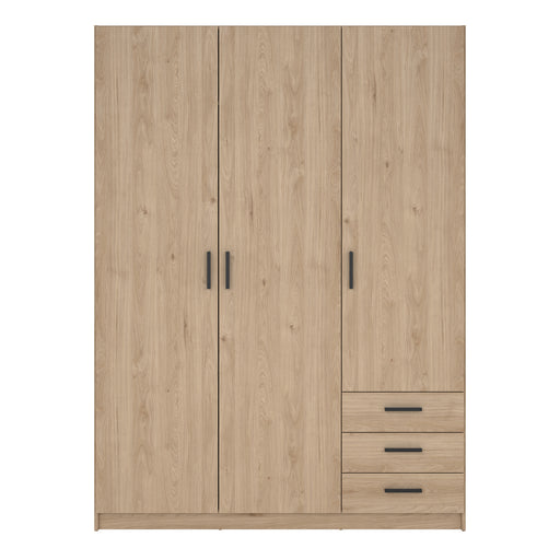 Sprint Wardrobe with 3 Doors + 3 Drawers in Jackson Hickory – image 2