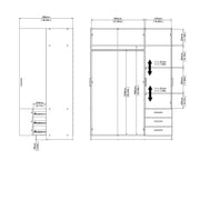 Sprint Wardrobe with 3 Doors + 3 Drawers in Matt Grey – image 13