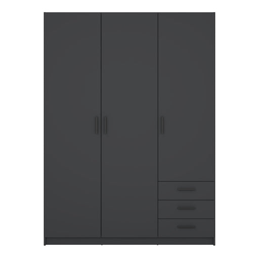 Sprint Wardrobe with 3 Doors + 3 Drawers in Matt Grey – image 2