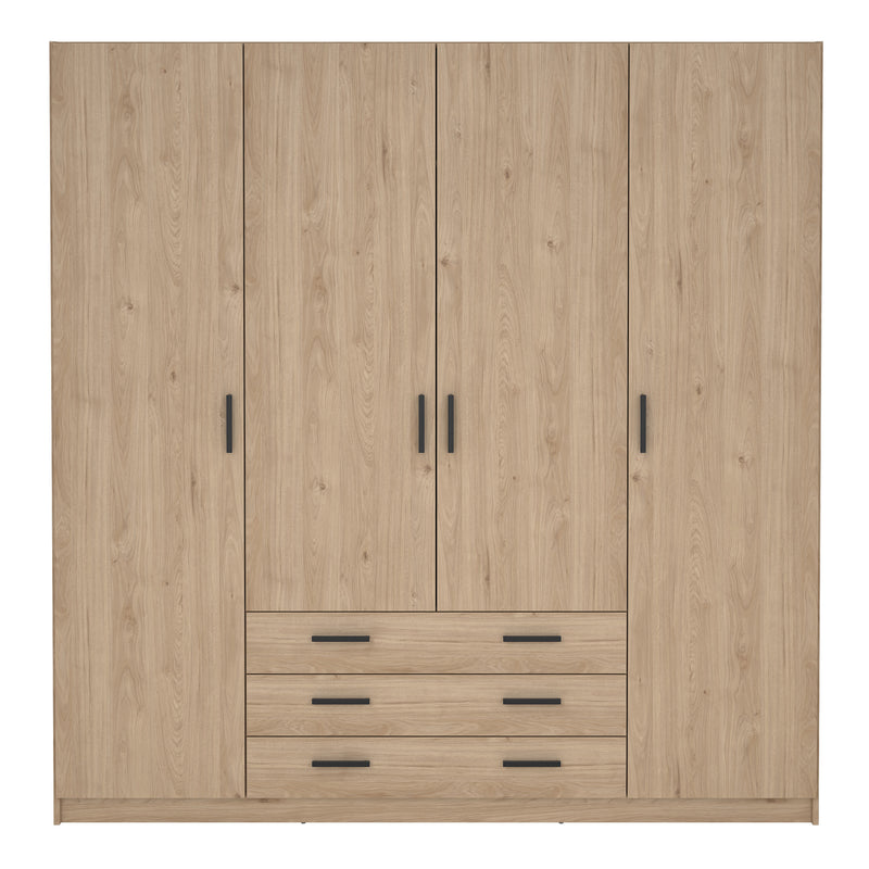 Sprint Wardrobe with 4 Doors + 3 Drawers in Jackson Hickory – image 2