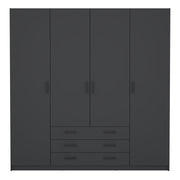 Sprint Wardrobe with 4 Doors + 3 Drawers in Matt Grey – image 2