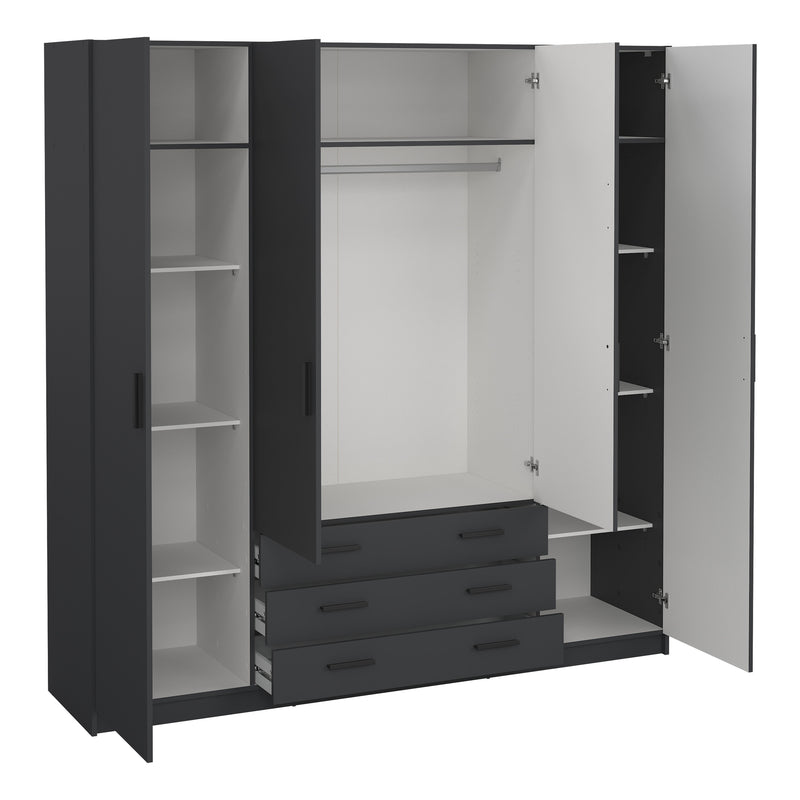 Sprint Wardrobe with 4 Doors + 3 Drawers in Matt Grey – image 5
