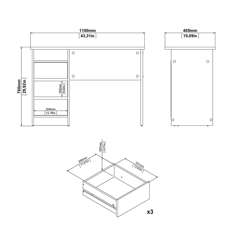 Function Plus Desk 3 Drawers in Cashmere – image 10