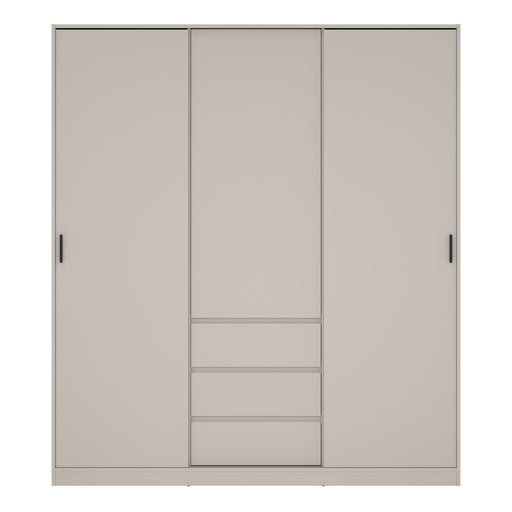 Naia Wardrobe with 2 sliding Doors 1 Door 3 Drawers in Cashmere – image 2