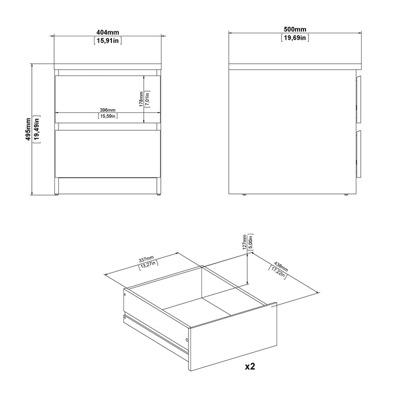 Naia Bedside 2 Drawers in Cashmere – image 11