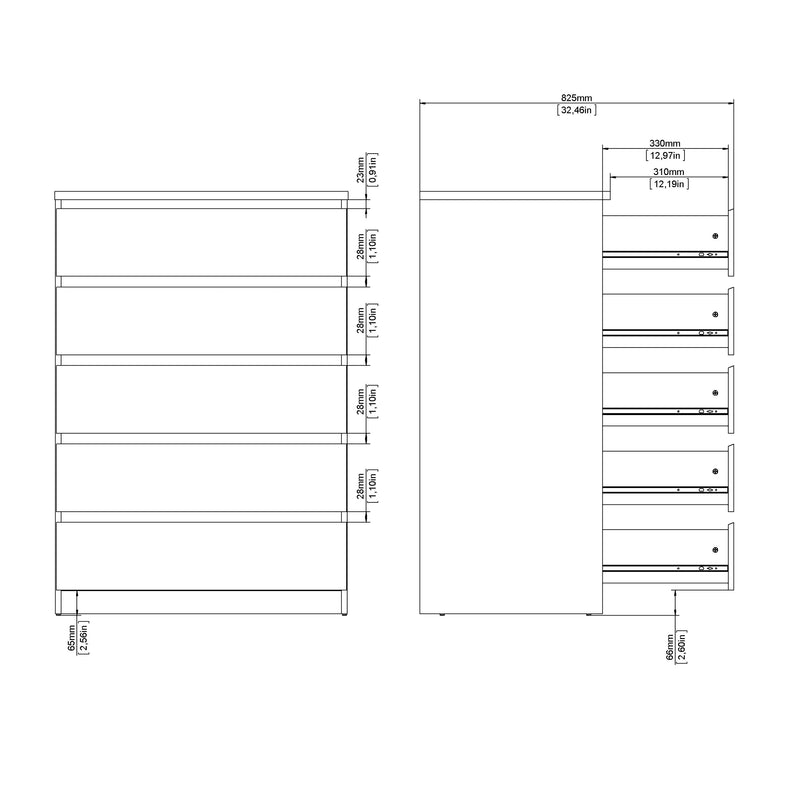 Naia Chest of 5 Drawers – Cashmere – image 9