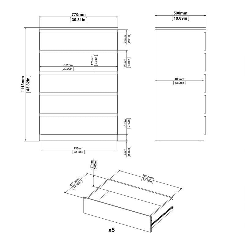 Naia Chest of 5 Drawers in Cashmere – image 10