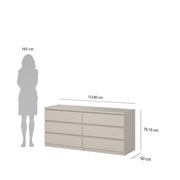 Naia Wide Chest of 6 Drawers (3+3) in Cashmere – image 9