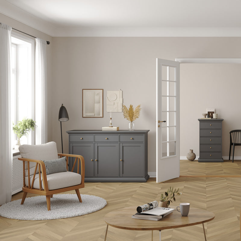 Paris Sideboard with 3 doors and 3 drawers – Matt grey – image 7