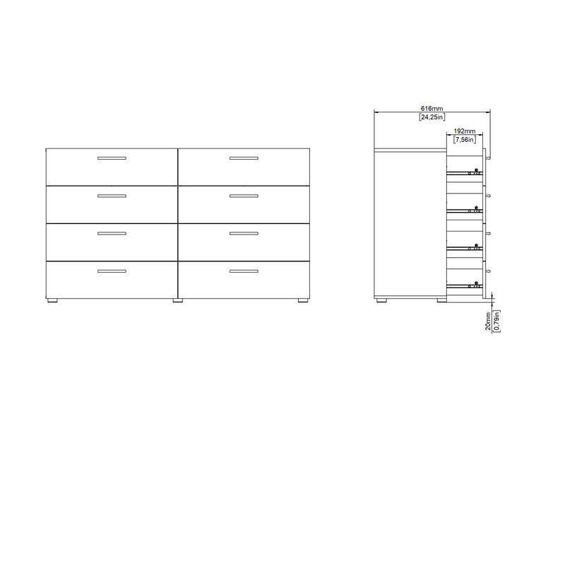 Pepe Wide Chest of 8 Drawers (4+4) in White – image 12