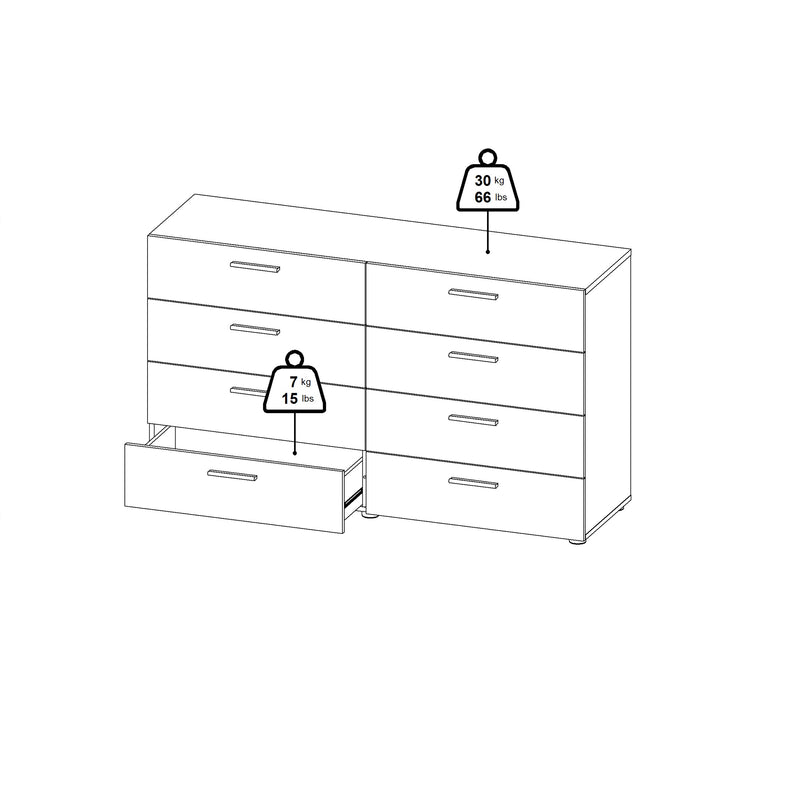 Pepe Wide Chest of 8 Drawers (4+4) in White – image 13