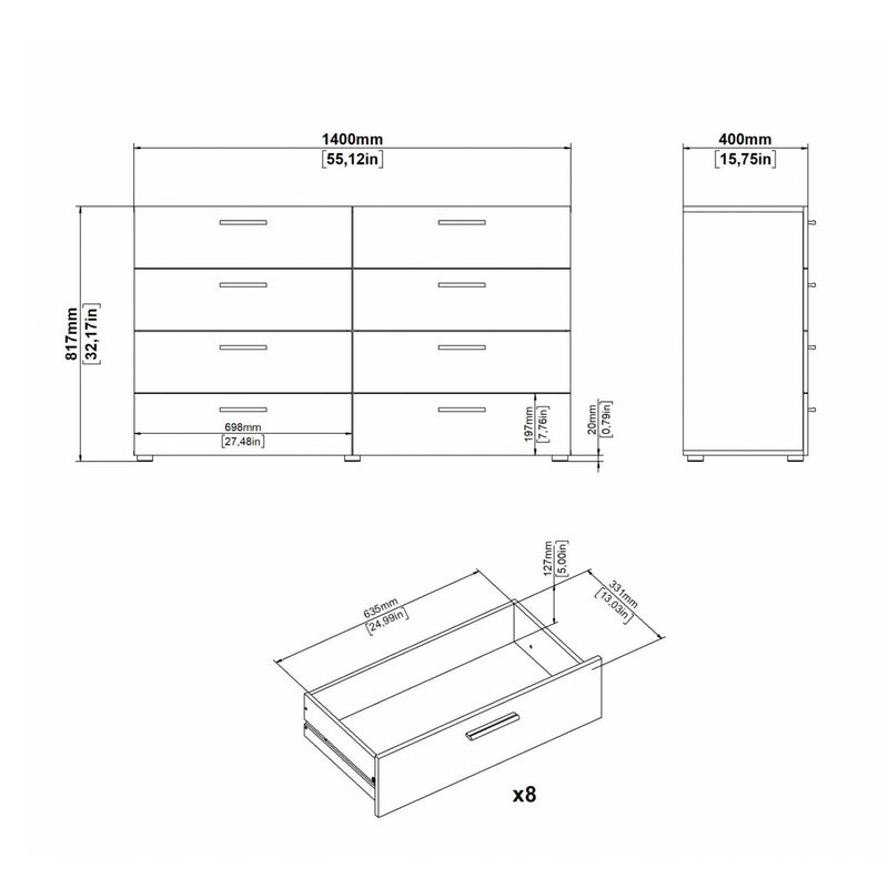 Pepe Wide Chest of 8 Drawers in Black – image 11