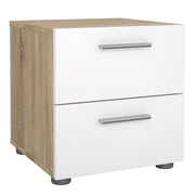Pepe Bedside 2 Drawers in Oak structure/White High Gloss – image 1