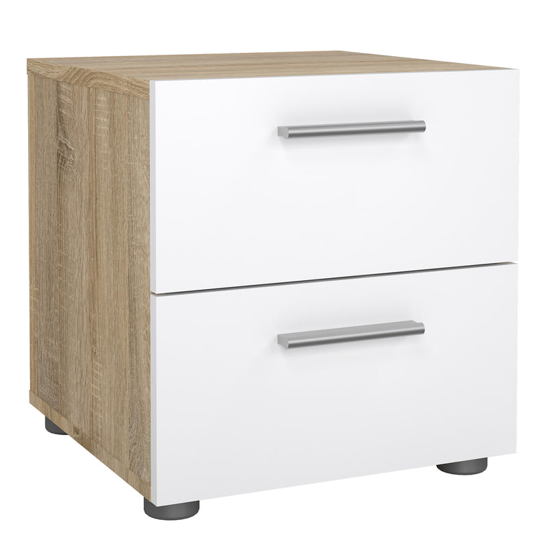 Pepe Bedside 2 Drawers in Oak structure/White High Gloss – image 1