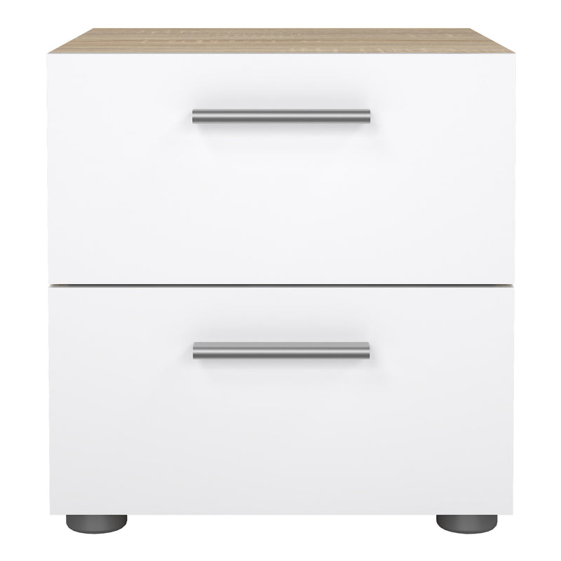 Pepe Bedside 2 Drawers in Oak structure/White High Gloss – image 2