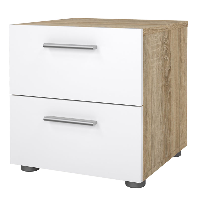 Pepe Bedside 2 Drawers in Oak structure/White High Gloss – image 3