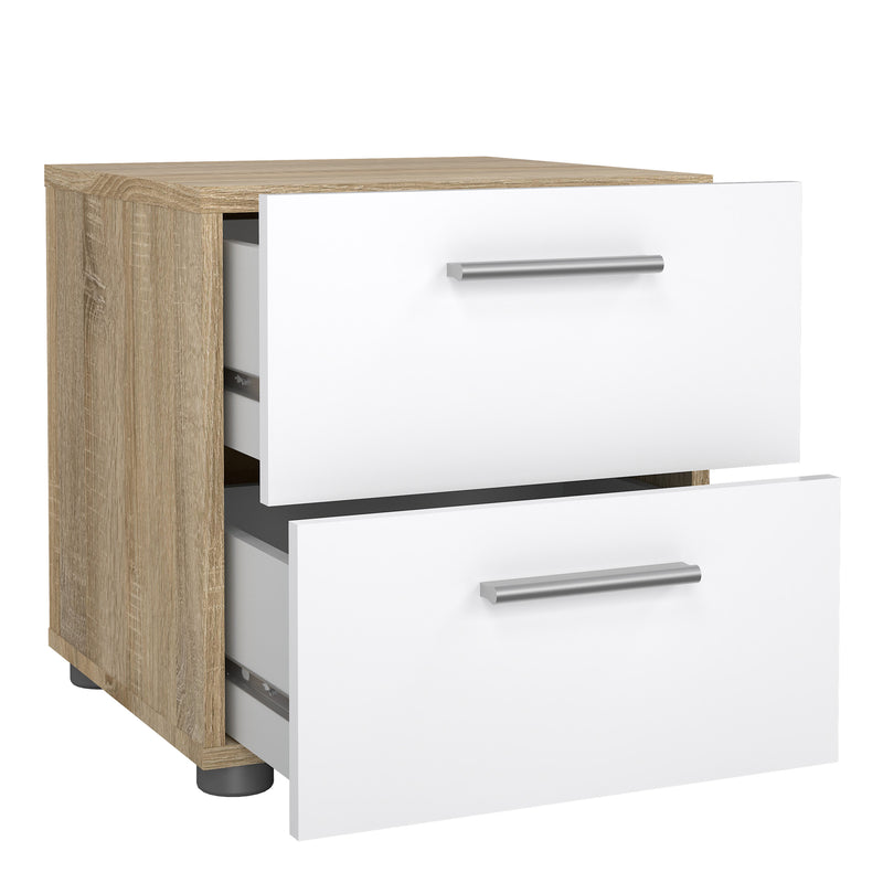 Pepe Bedside 2 Drawers in Oak structure/White High Gloss – image 4