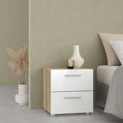 Pepe Bedside 2 Drawers in Oak structure/White High Gloss – image 5