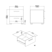 Pepe Bedside 2 Drawers in Oak structure/White High Gloss – image 8