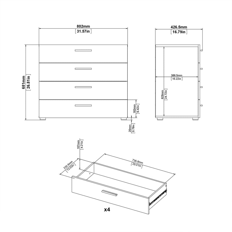 Pepe Chest of 4 Drawers – Oak – image 9