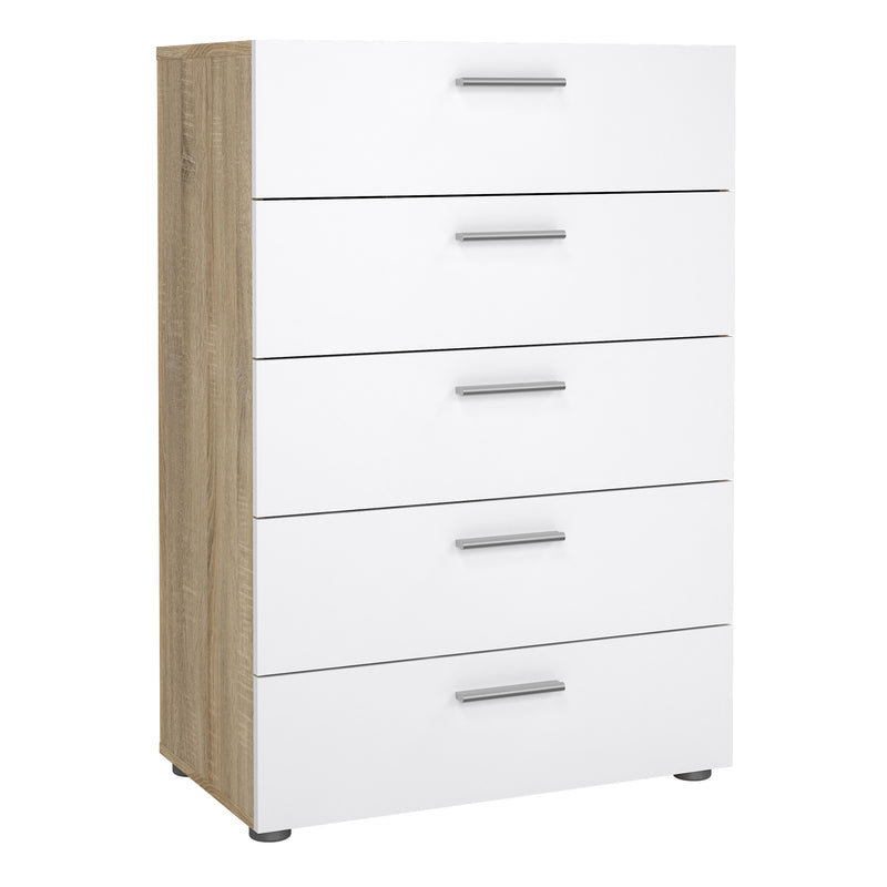 Pepe Chest of 5 Drawers – Oak & White – image 1