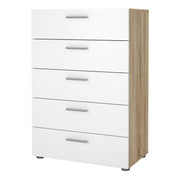 Pepe Chest of 5 Drawers – Oak & White – image 3
