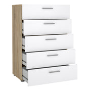 Pepe Chest of 5 Drawers – Oak & White – image 4
