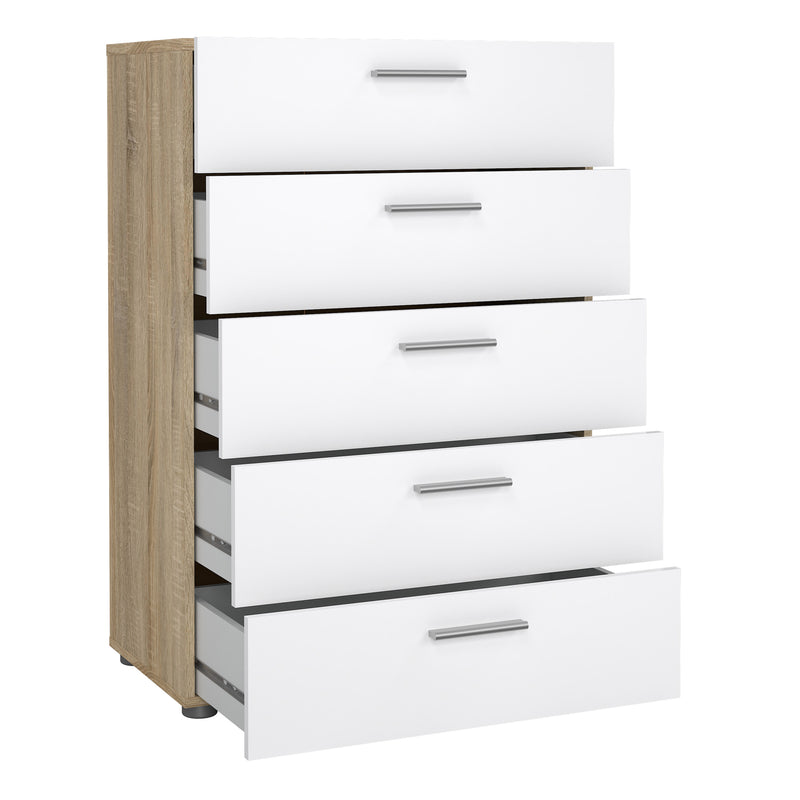 Pepe Chest of 5 Drawers – Oak & White – image 4