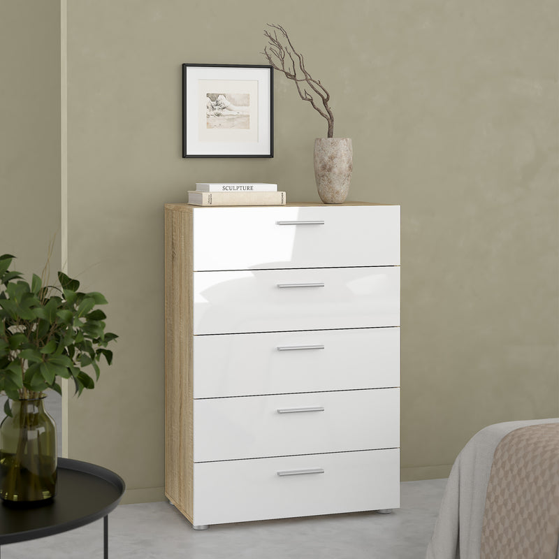 Pepe Chest of 5 Drawers – Oak & White – image 5