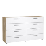 Pepe Wide Chest of 8 Drawers (4+4) in Oak structure/White High Gloss – image 1